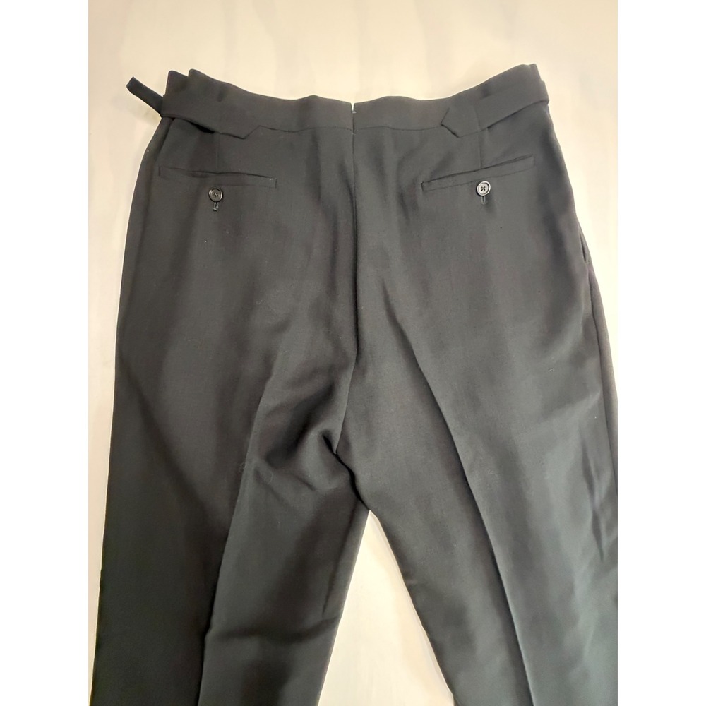 Ralph Lauren Purple Label Black Wool Pleated Wide Leg Trousers Side Tabs Size 34 - Picture 12 of 12